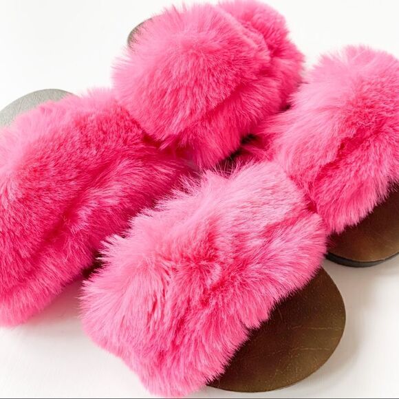 SuperJack Fuchsia Faux Fur Sandals 414 - Picture 6 of 8